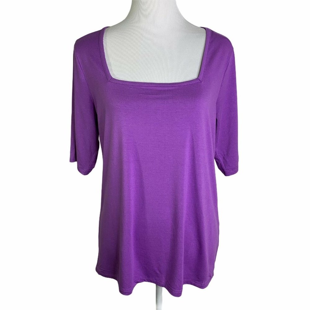 Halogen Square Neck Short Sleeve Stretch Blouse
